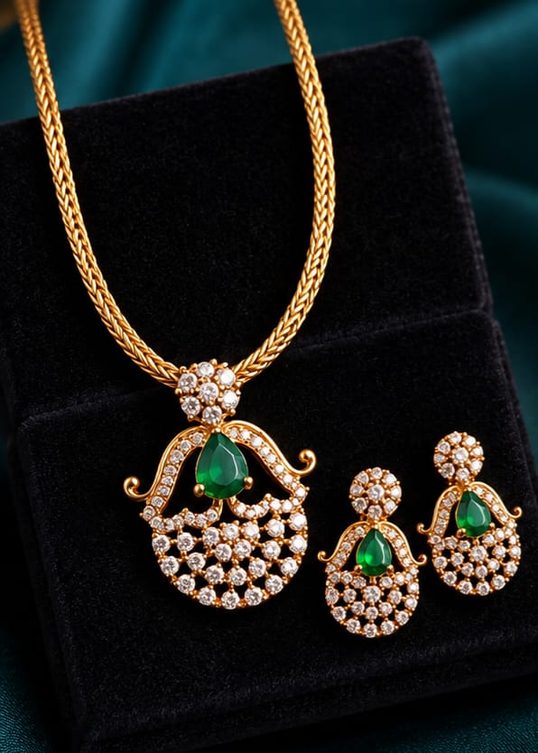 Emerald Sparkle Necklace Set