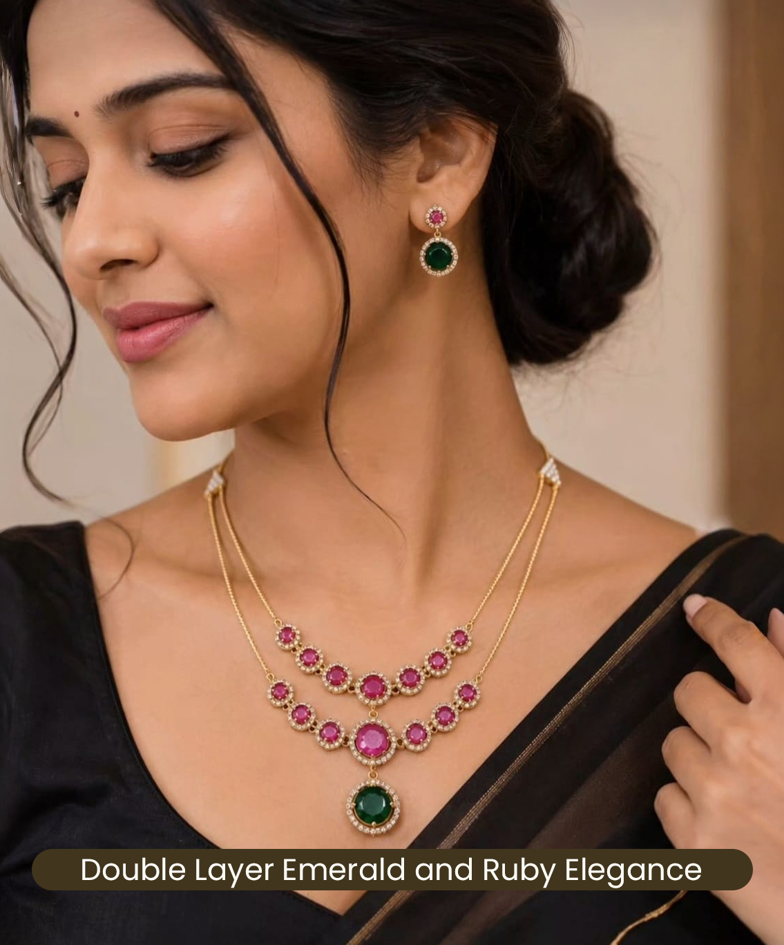 Double Layer Emerald and Ruby Elegance
