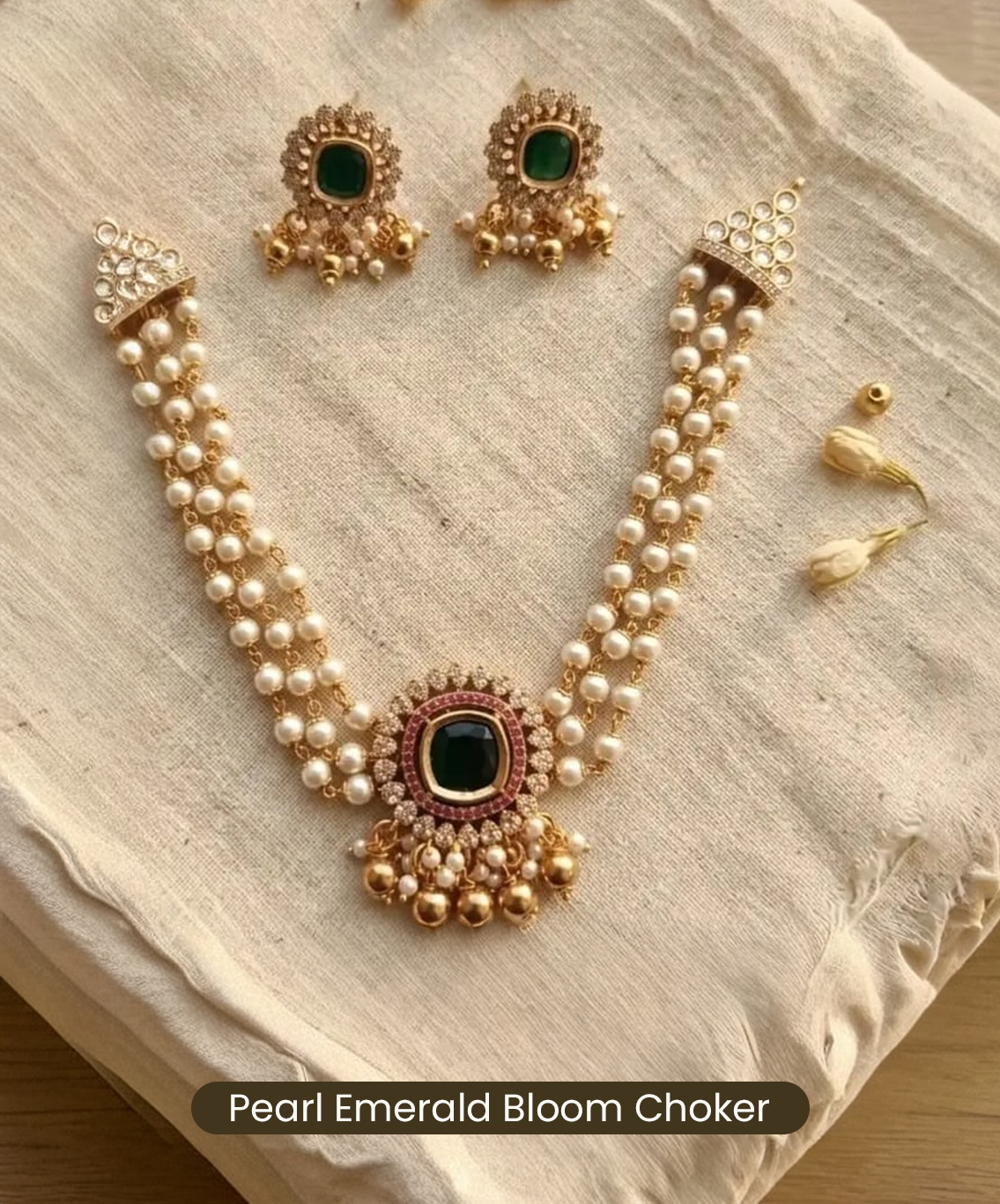 Pearl Emerald Bloom Choker