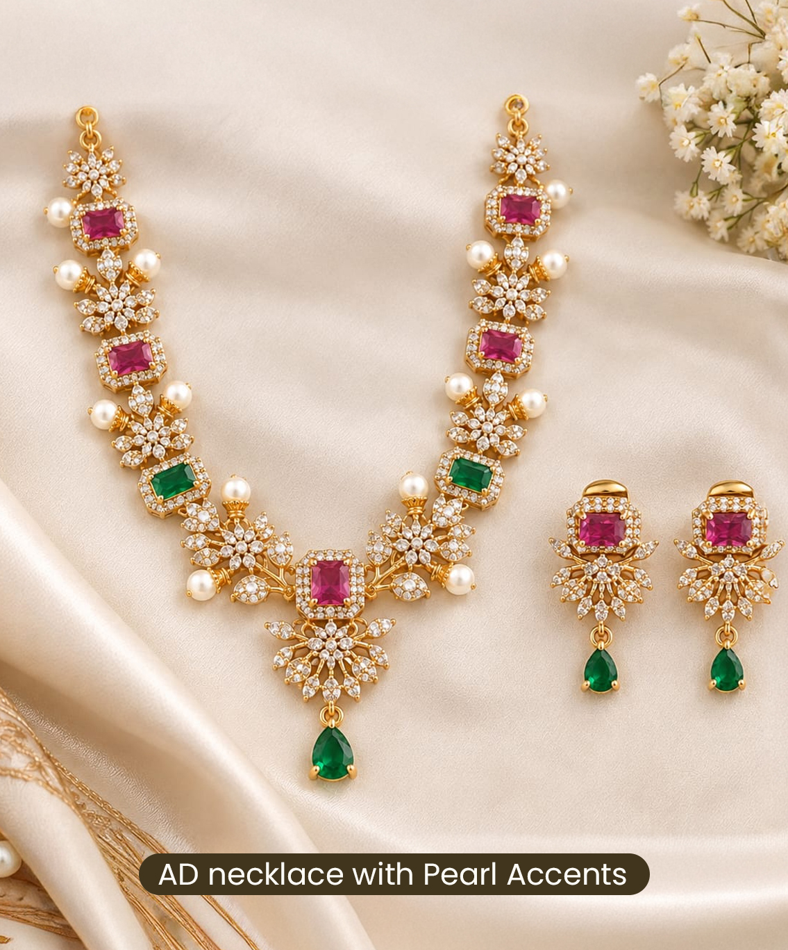 AD Necklace with Pearl Accents