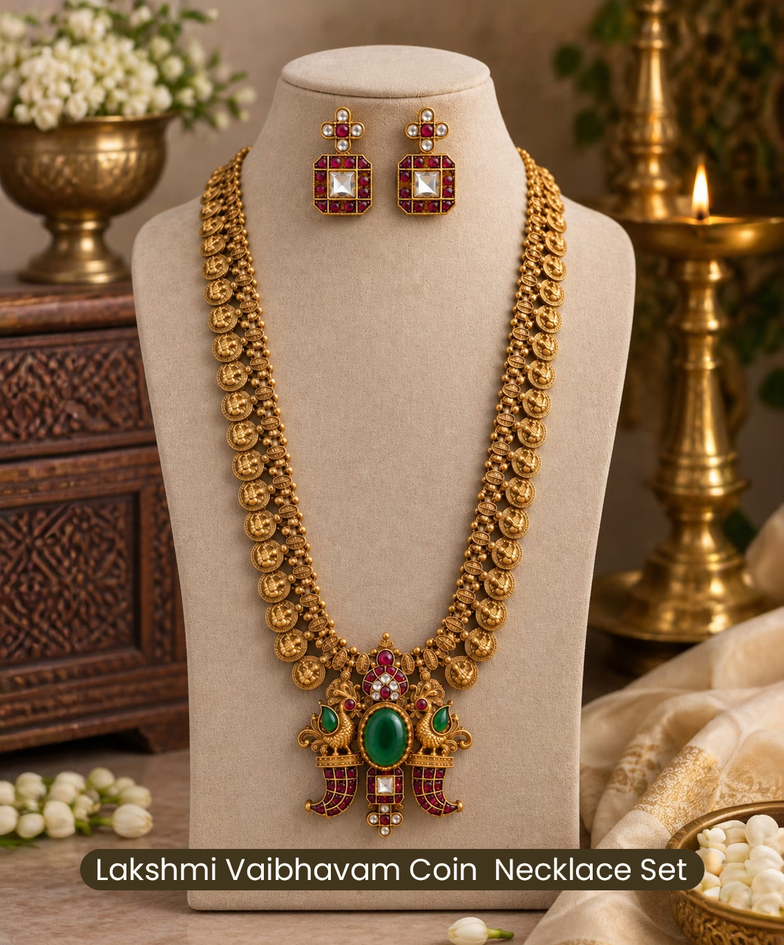 Lekshmi Vaibhavam Coin Necklace Set