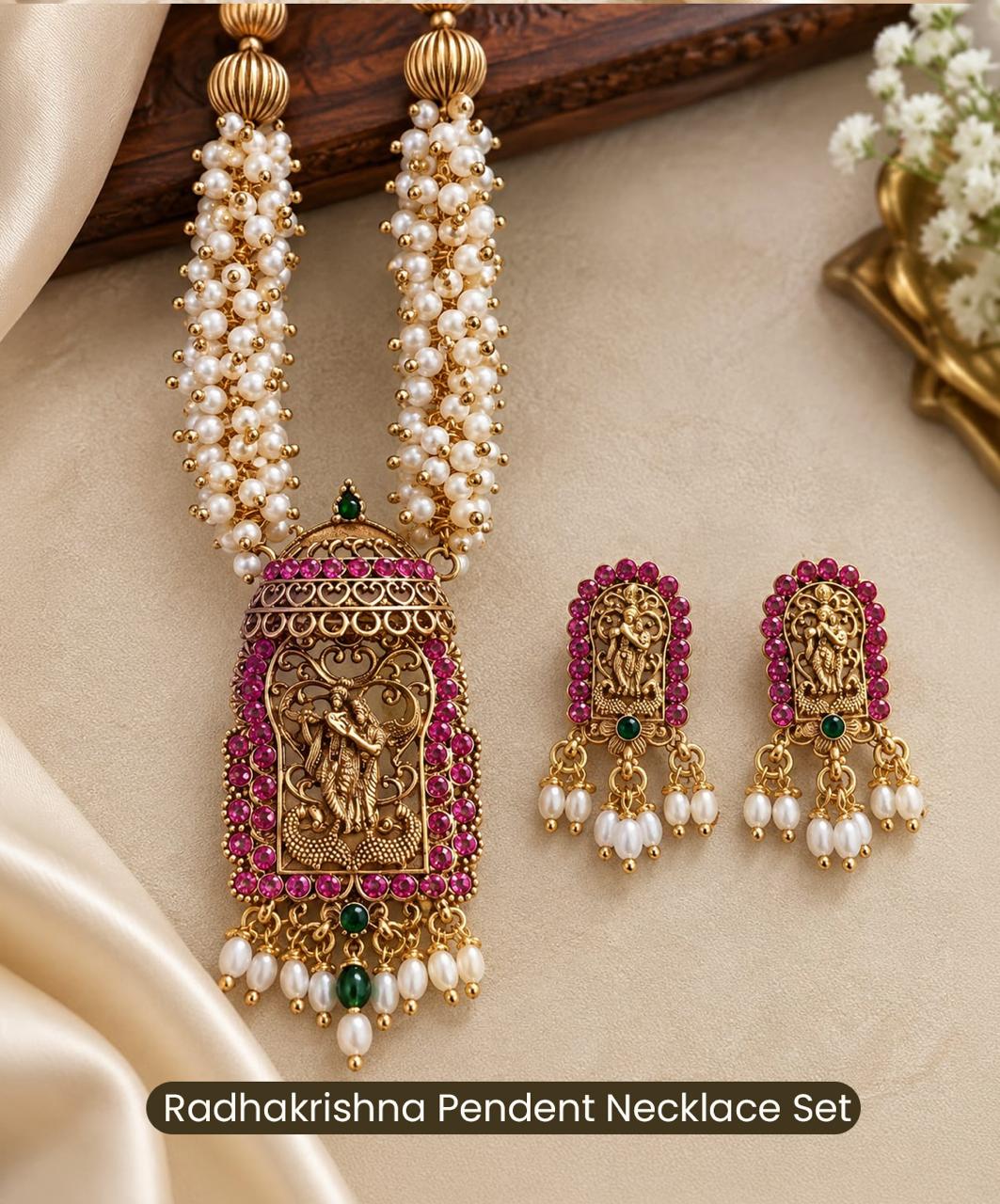 Radhakrishna Pendent Necklace Set