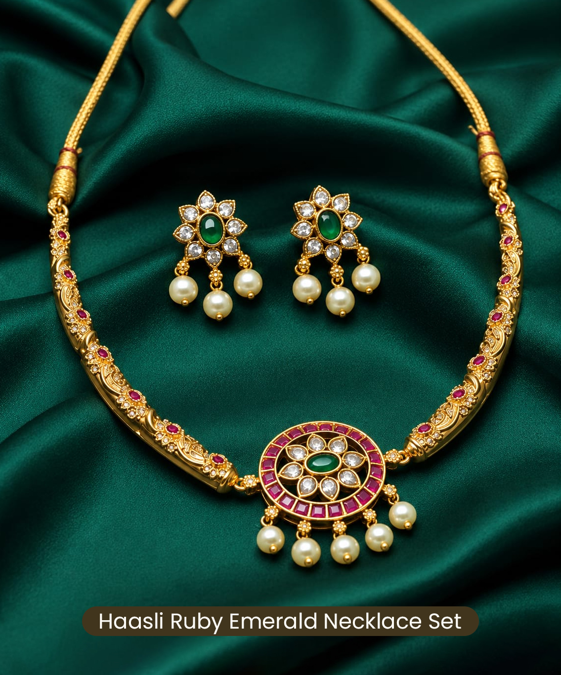 Haasli Ruby Emerald Necklace Set